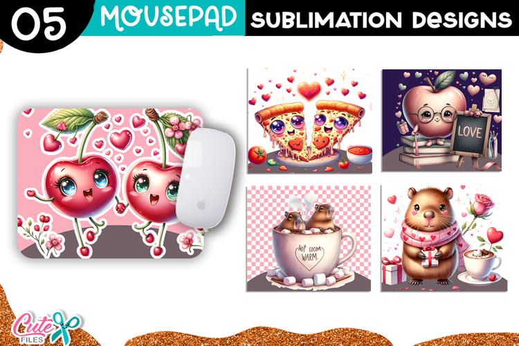 Valentines Day Mouse pad Sublimation Design Set #2