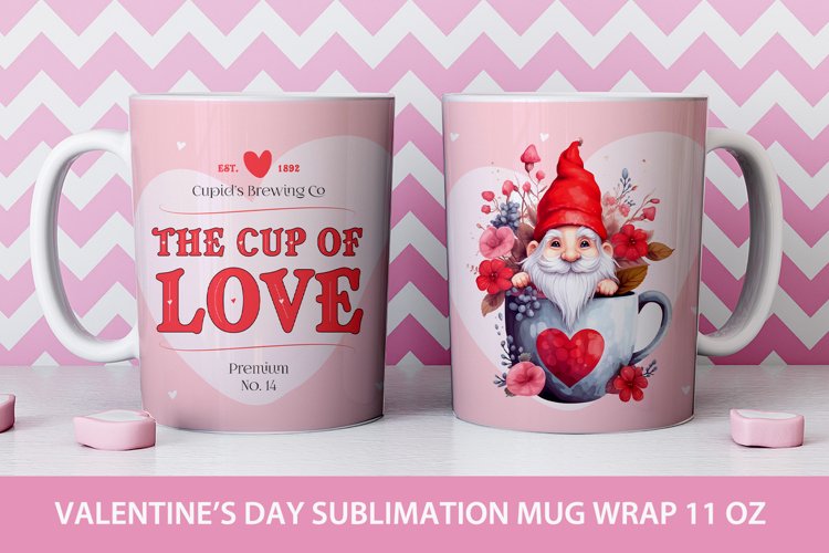 Valentines day mug, gnomes mug sublimation, valentines day example image 1