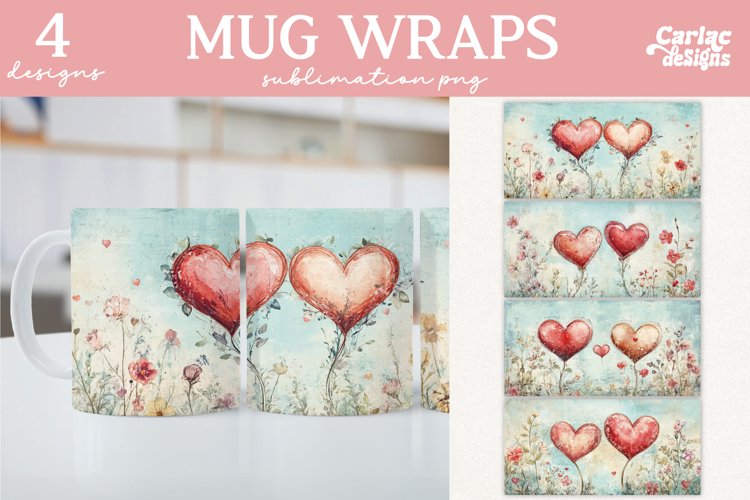 Valentines Day Mug Wrap Sublimation, Love Mug Sublimation
