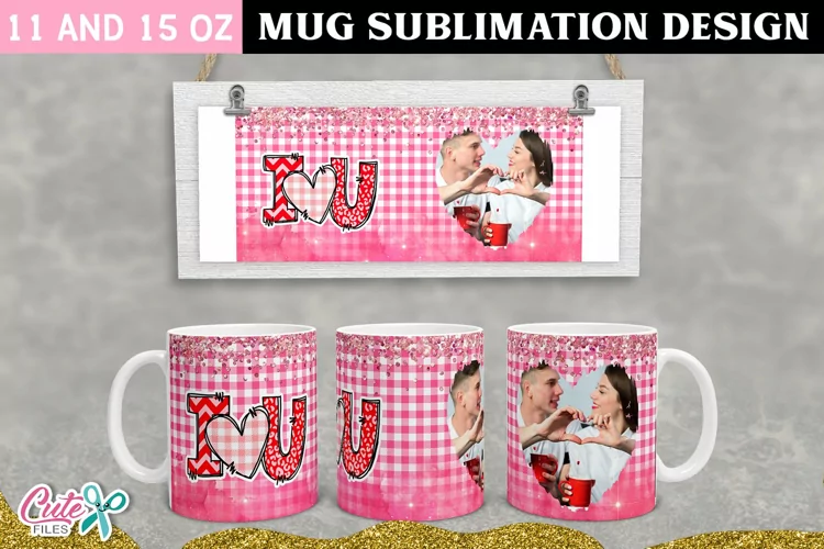 Valentines day photo frame Sublimation Mug Template