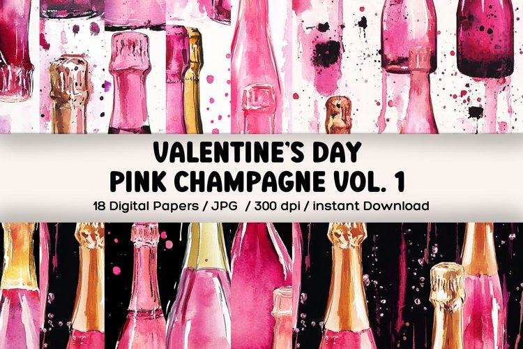 Valentine’s Day Pink Champagne Seamless Patterns