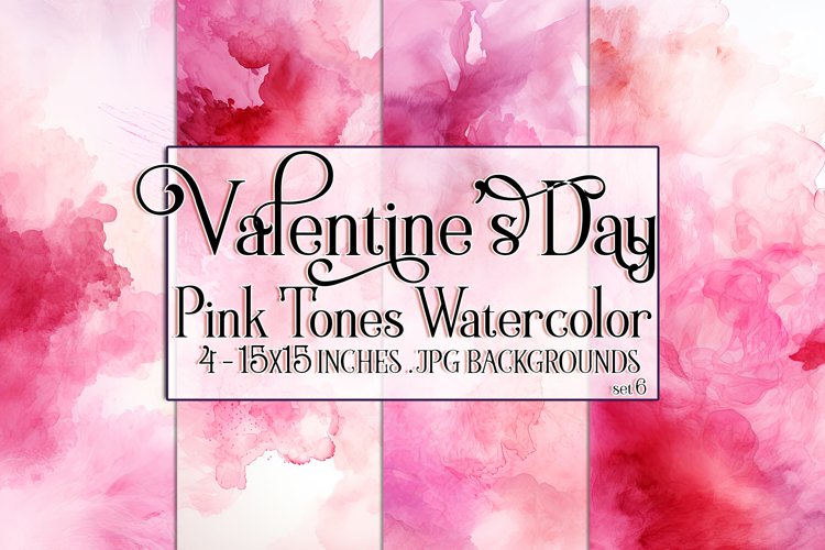 Valentines Day, Pink Graidents Watercolor Backgrounds, s6