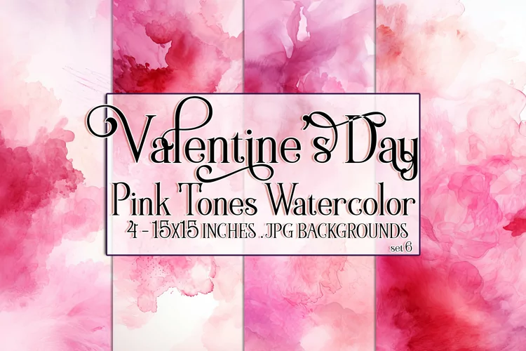 Valentine's Day, Pink Graidents Watercolor Backgrounds, s6