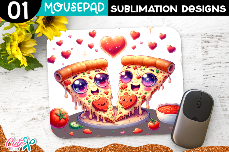 Valentines Day Pizza Mouse pad Sublimation Design