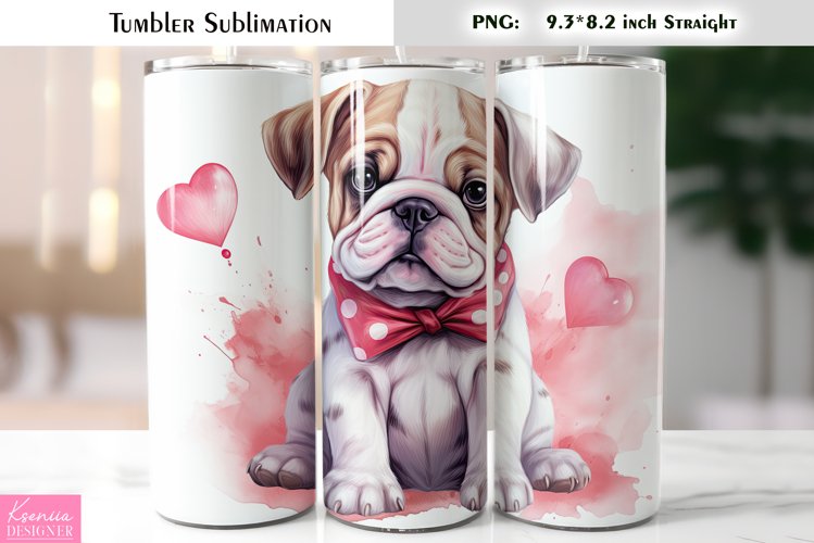 Watercolor Cartoon Black Puppy Tumbler Wrap|Valentines Day