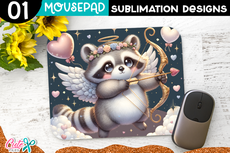 Valentines Day Raccoon | Mouse pad Sublimation Design