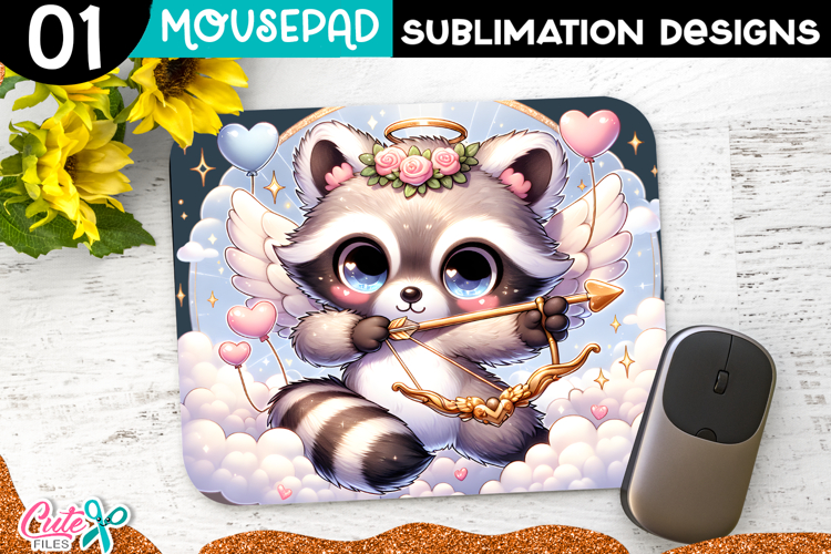 Valentines Day Raccoon | Mouse pad Sublimation Design