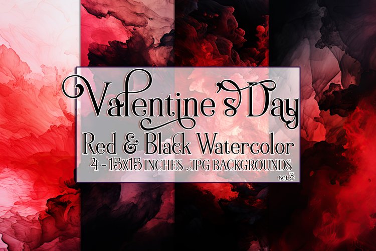 Valentines Day, Red   Black Watercolor Backgrounds, s3