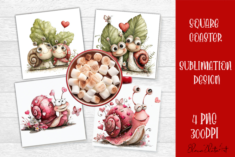 Valentines Day square coasters |snail funny lamb sublimation