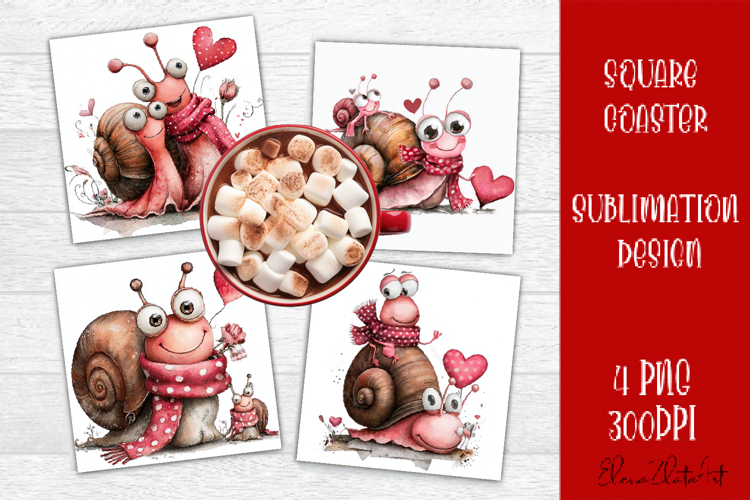 Valentines Day square coasters |snail funny lamb sublimation