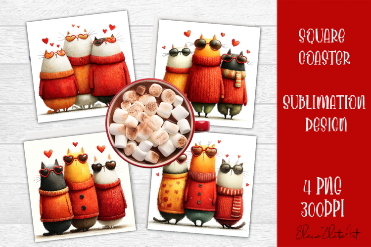 Valentines Day square coasters|love funny animal sublimation