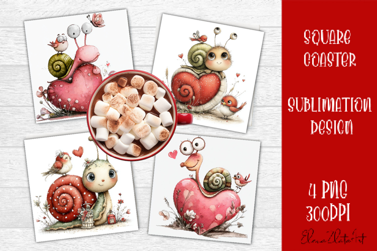 Valentines Day square coasters |snail funny lamb sublimation