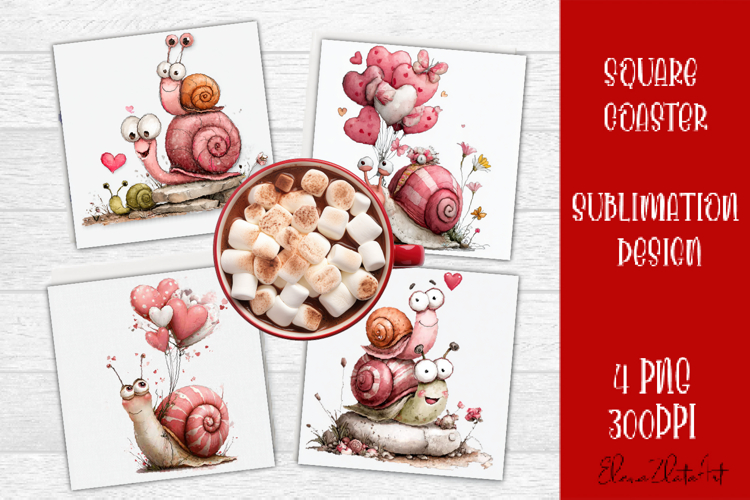 Valentines Day square coasters |snail funny lamb sublimation
