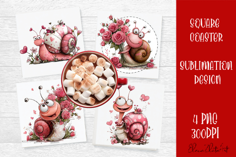 Valentines Day square coasters |snail funny lamb sublimation