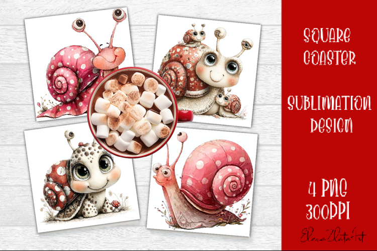 Valentines Day square coasters |snail funny lamb sublimation