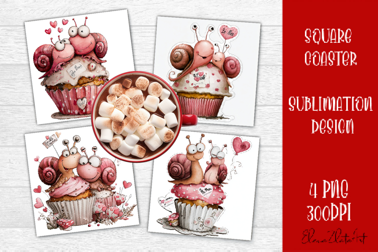 Valentines Day square coasters |snail funny lamb sublimation