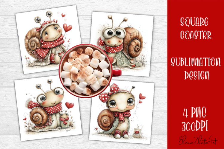 Valentines Day square coasters |snail funny lamb sublimation