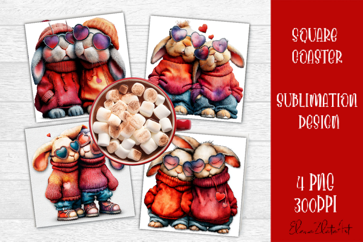 Valentines Day square coasters|love funny animal sublimation
