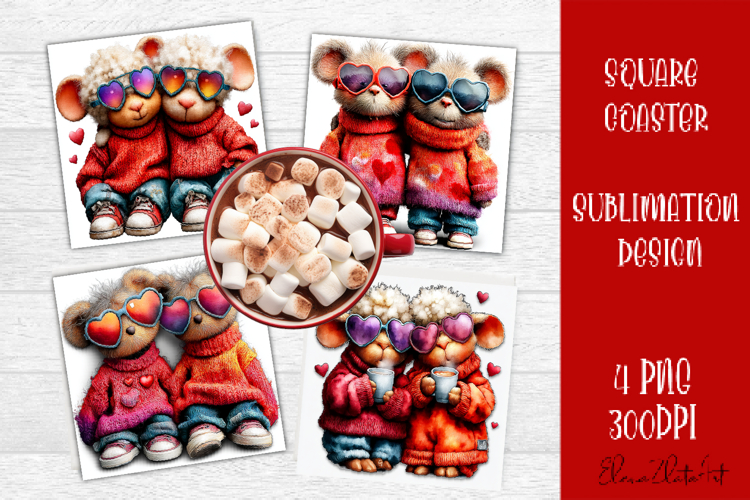 Valentines Day square coasters|love funny animal sublimation