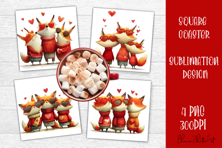 Valentines Day square coasters|love funny animal sublimation