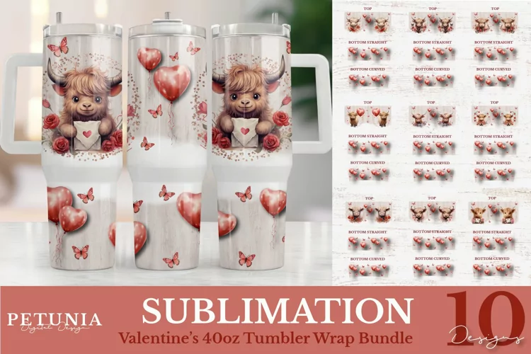 40 oz Tumbler Wrap | Valentines Tumbler Sublimation