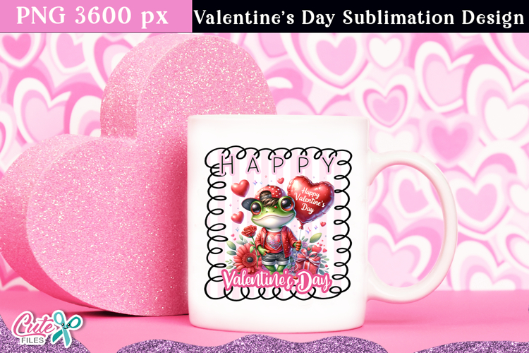 Valentine Frog PNG | Sublimation Design for Mugs