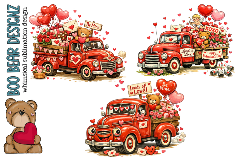 Valentines Day Truck Clipart