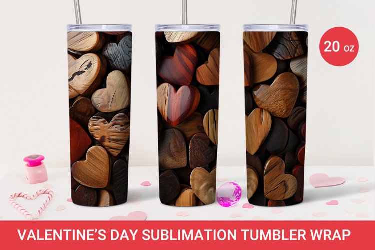 Valentines day tumbler, heart tumbler wrap example image 1