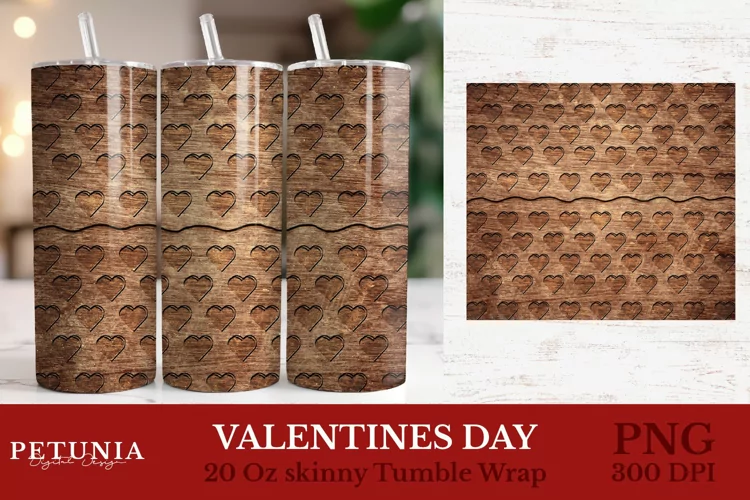 Valentines Tumbler Wrap | Wood Tumbler Sublimation