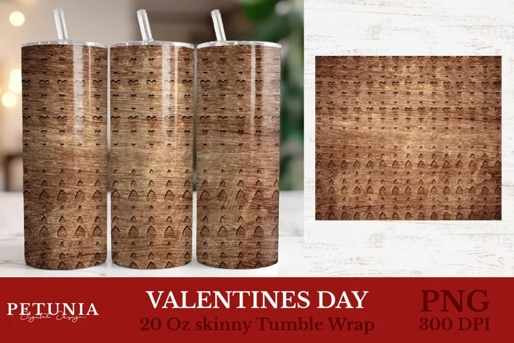 Valentines Tumbler Wrap | Wood Tumbler Sublimation