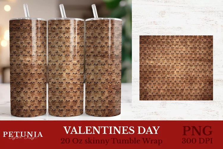 Valentines Tumbler Wrap | Wood Tumbler Sublimation