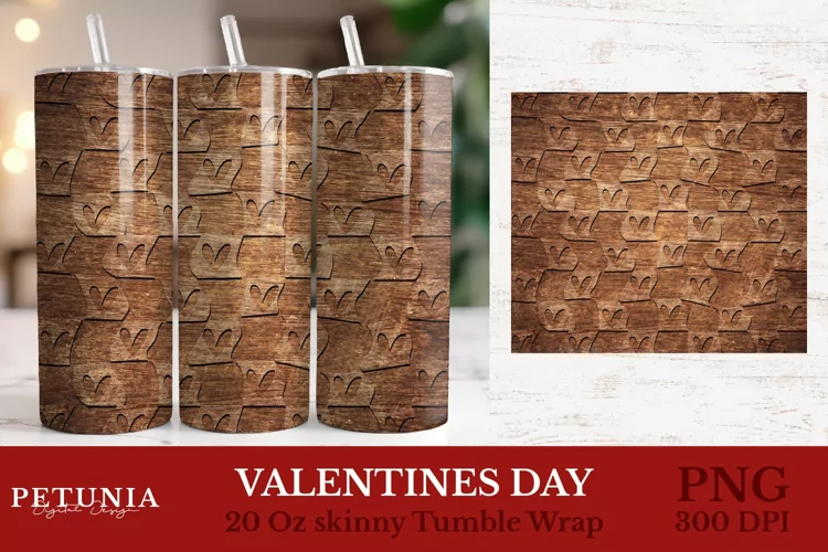 Valentines Tumbler Wrap | Wood Tumbler Sublimation