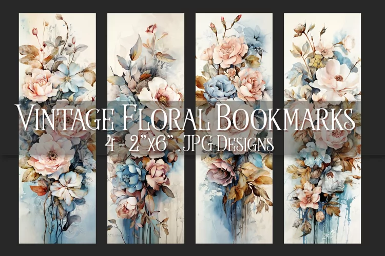 Valentine's Day, Vintage Floral Bookmarks, Printables, s10