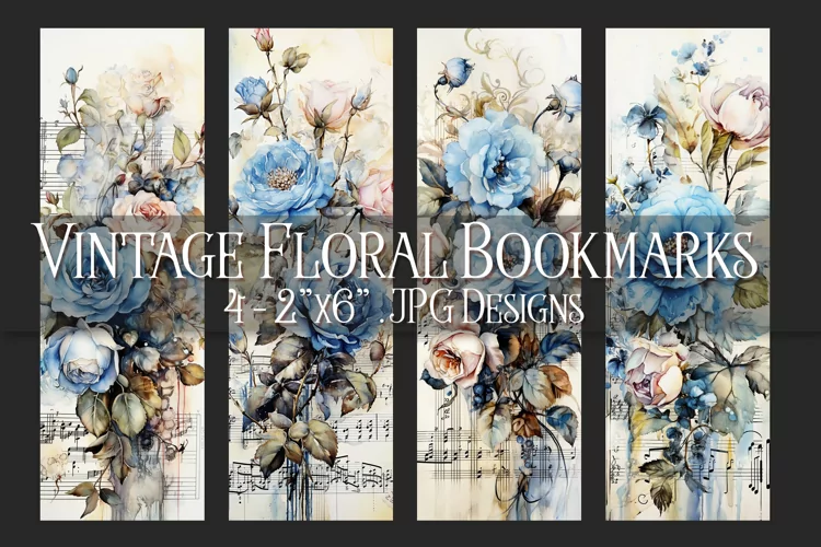 Valentine's Day, Vintage Floral Bookmarks, Printables, s12