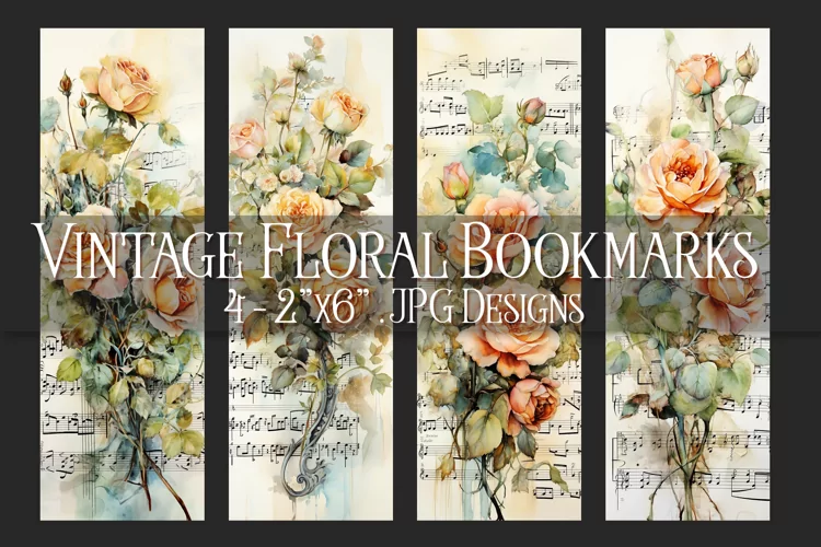 Valentine's Day, Vintage Floral Bookmarks, Printables, s18