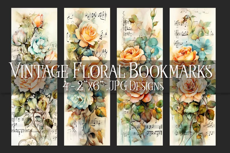 Valentine's Day, Vintage Floral Bookmarks, Printables, s19