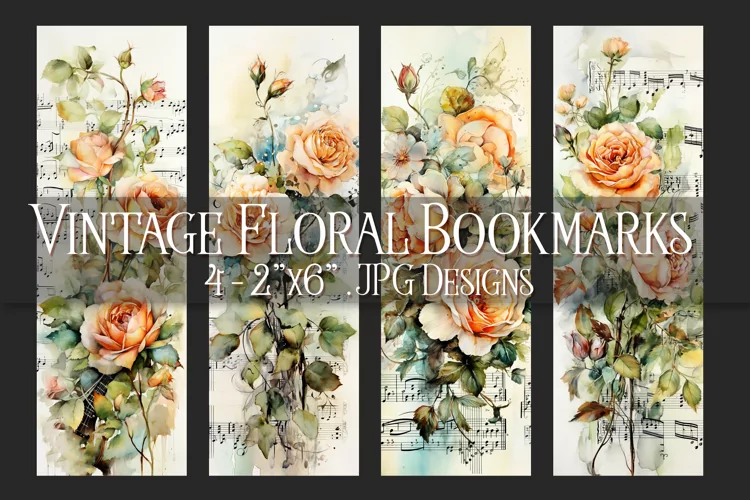 Valentine's Day, Vintage Floral Bookmarks, Printables, s21