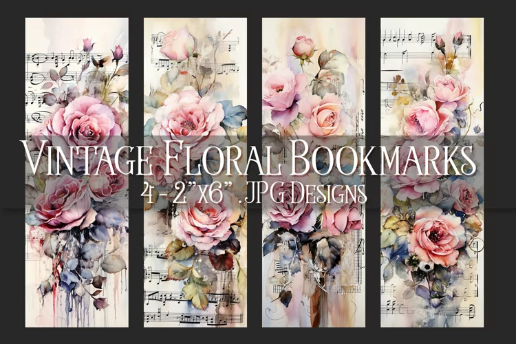 Valentine's Day, Vintage Floral Bookmarks, Printables, s22