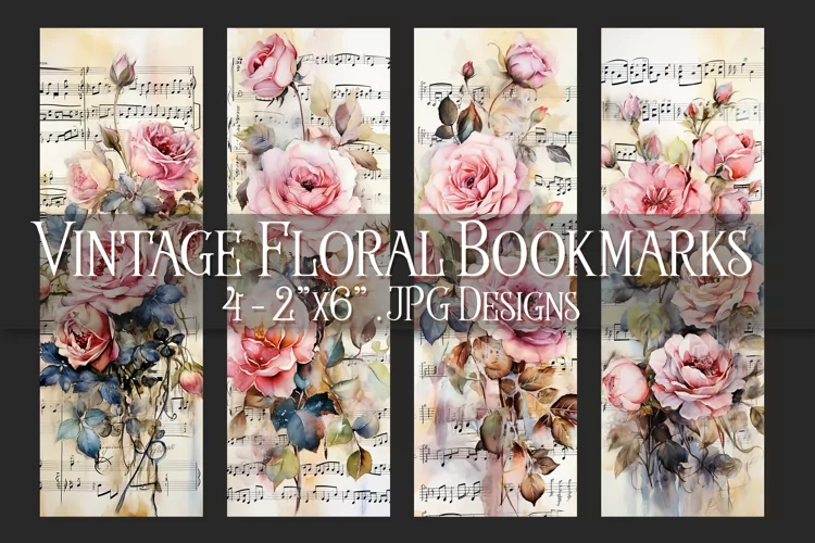 Valentine's Day, Vintage Floral Bookmarks, Printables, s23