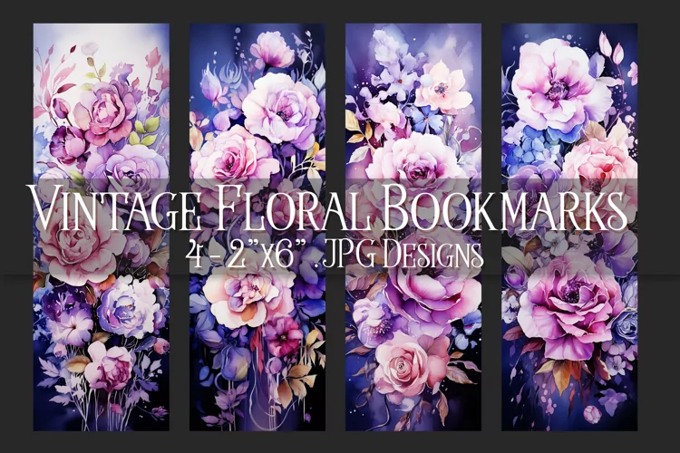 Valentine's Day, Vintage Floral Bookmarks, Printables, s24