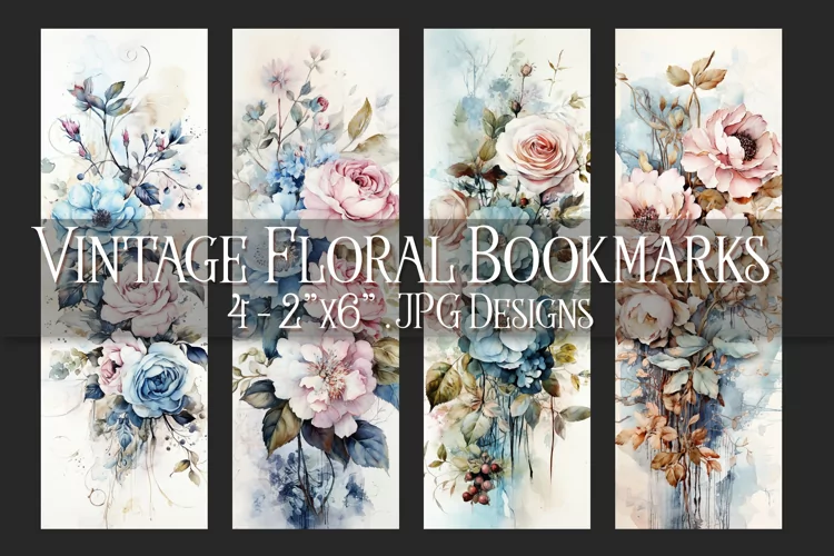 Valentine's Day, Vintage Floral Bookmarks, Printables, s4