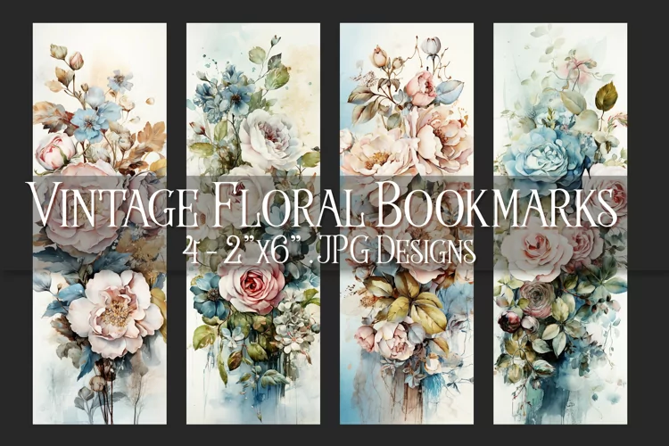 Valentine's Day, Vintage Floral Bookmarks, Printables, s6