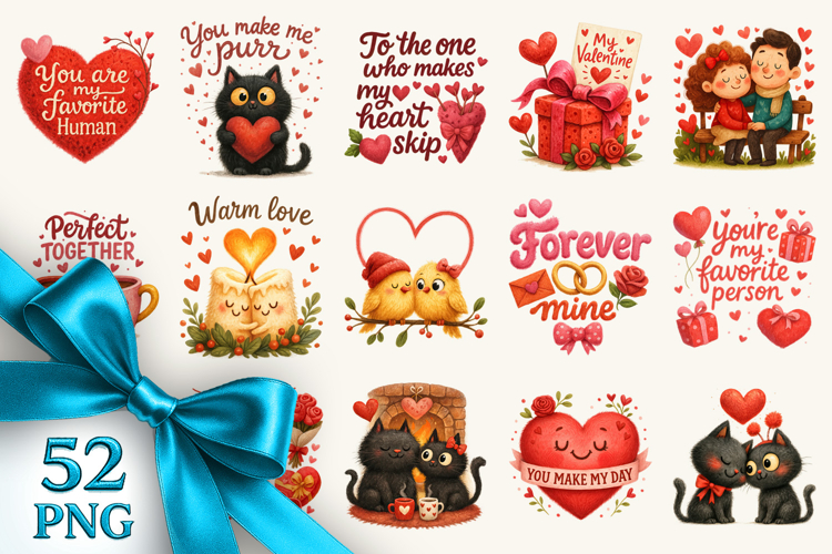 Valentines Day clipart printable sublimation bundle png