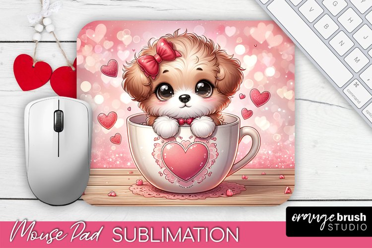 Valentines Dog Mouse Mat - Cute Mouse Pad Sublimation