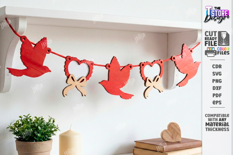 Valentines Day Garland Laser Cut | Heart and Love Bunting S