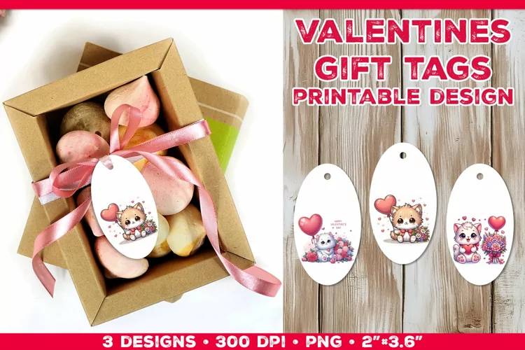 Adorable Valentine’s Day Gift Tags with Kitten