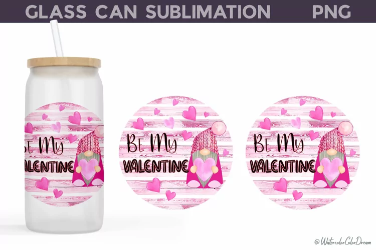 Valentines Day Glass Can Wrap | Valentines Gnome Libbey