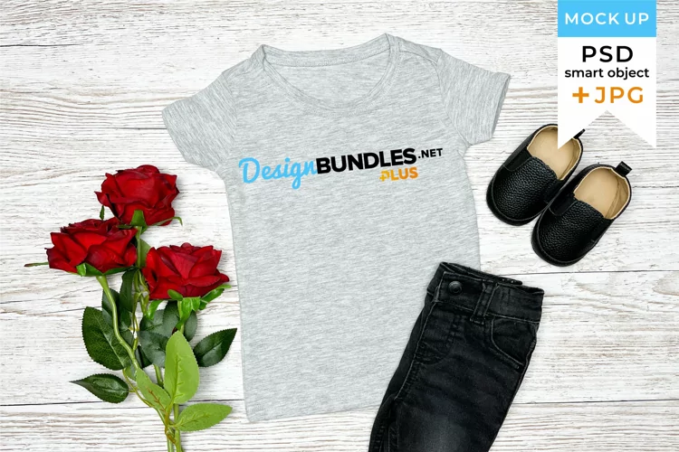 Gray T-shirt Mockup Valentine's Day | Kids T-shirt mockup