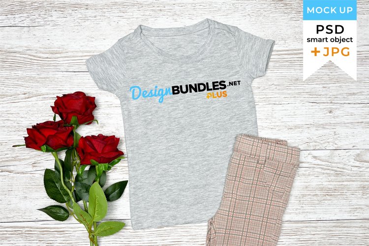 Valentines mockup Gray T-shirt kids | Valentine's Day mockup example image 1