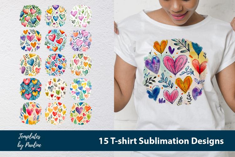 Valentines Heart Tshirt Designs, Tshirt Sublimation bundle